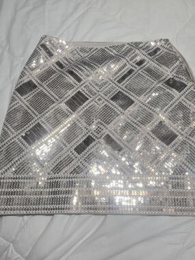 White House Black Market Silver/bronze Sequin Mini Skirt